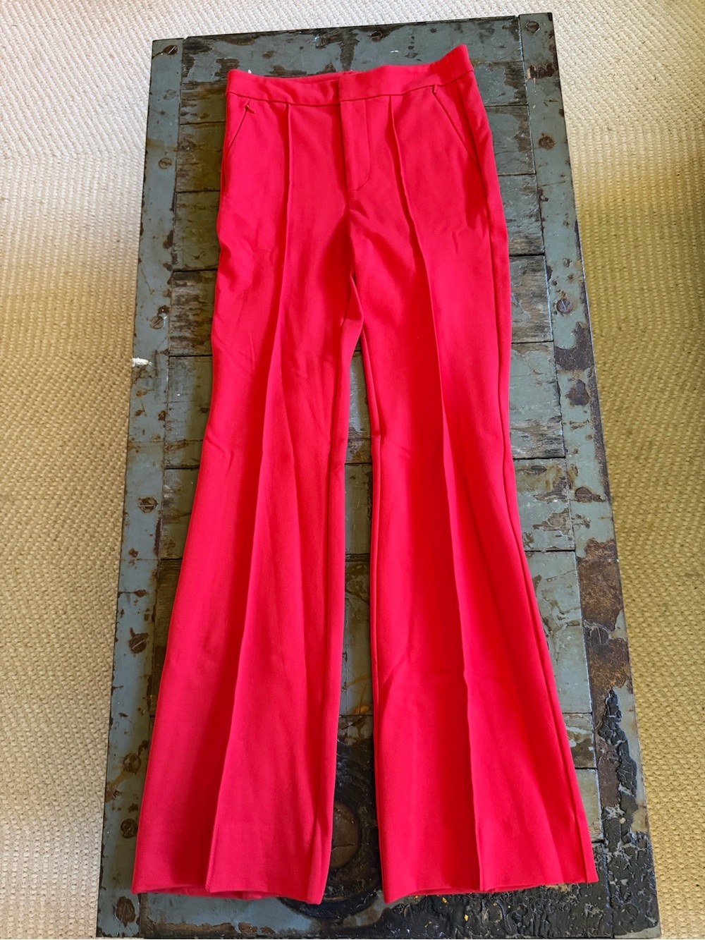 Anthropologie The Essential Trouser Vibrant Red Pleated Pant with Pockets